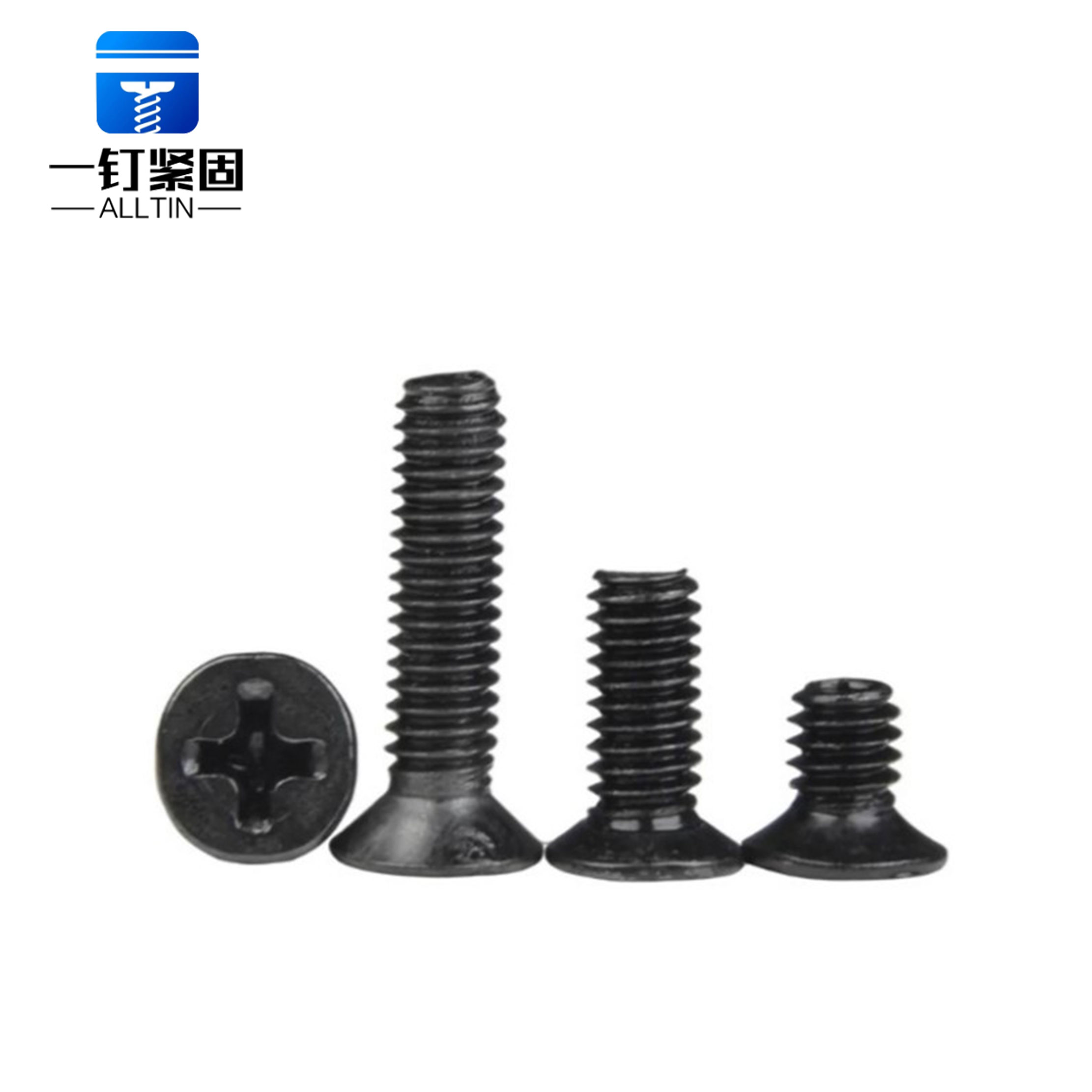Philips flat head machine screw Black zinc plating