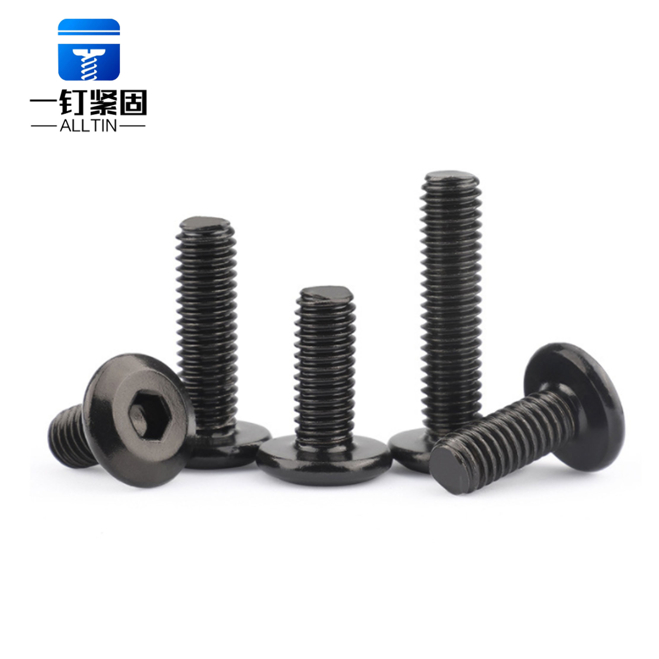 Black zinc plated chamfered hexagon large flat head flat head bevelled furniture bolts