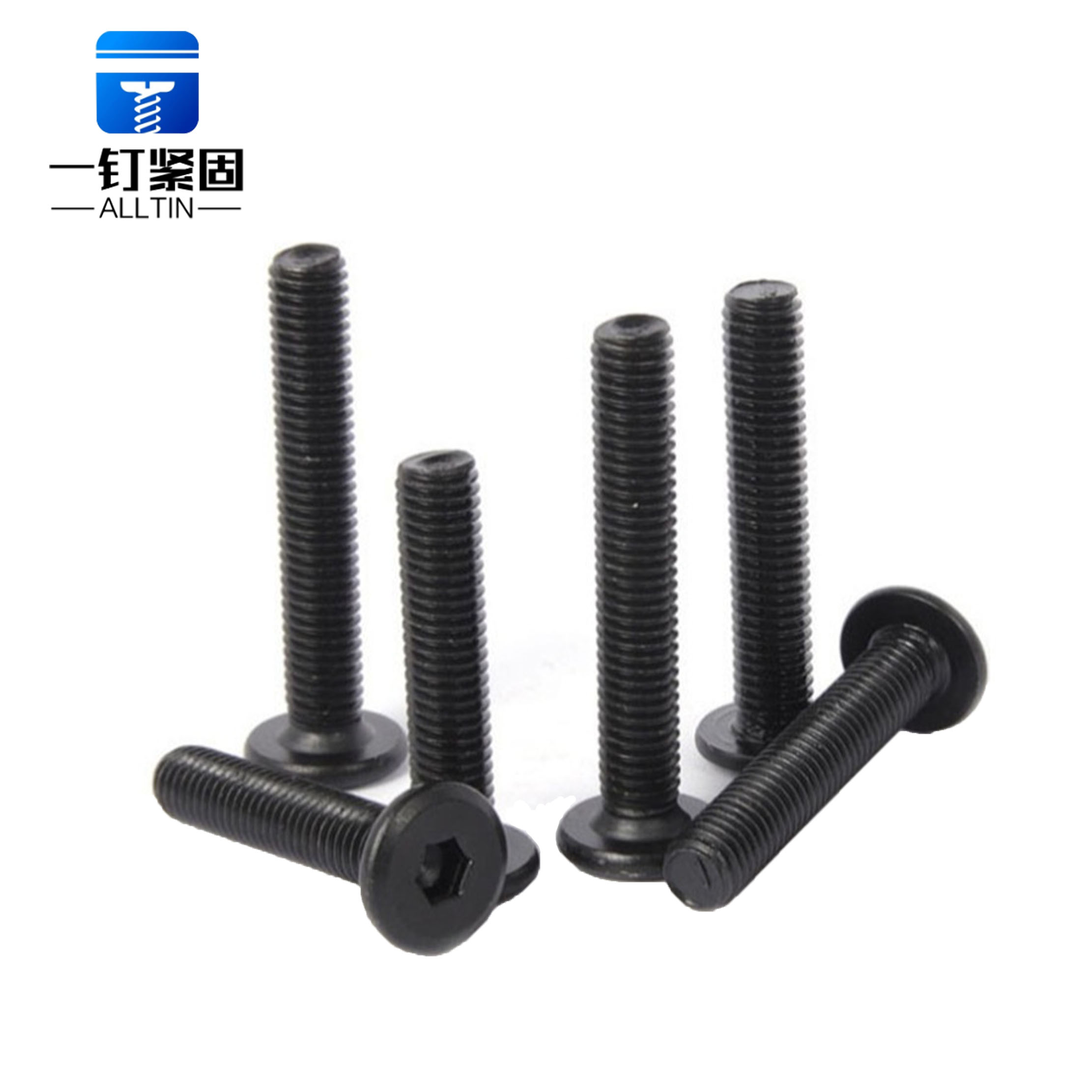 Black zinc plated chamfered hexagon large flat head flat head bevelled furniture bolts